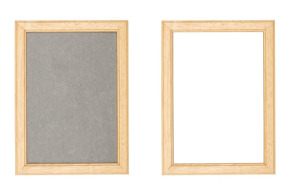 Houten foto frame met en zonder grijze kartonnen achtergrond, — Stockfoto