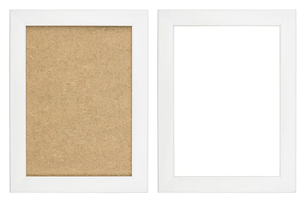 Houten wit foto frame met en zonder houtvezelplaat pagina — Stockfoto