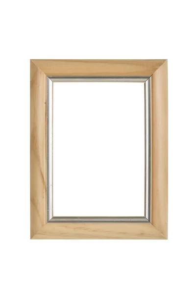 Viejo marco de plata y madera, aislado en blanco —  Fotos de Stock