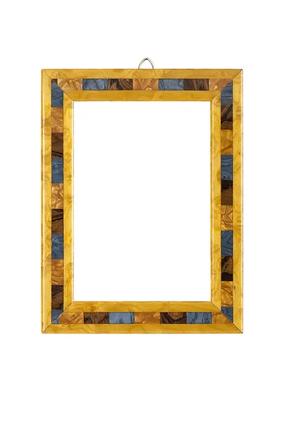 Old picture frame with multicolored inlays, isolated on white — Stock Photo, Image