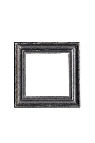 Oude zwarte picture frame met krassen, geïsoleerd op wit — Stockfoto