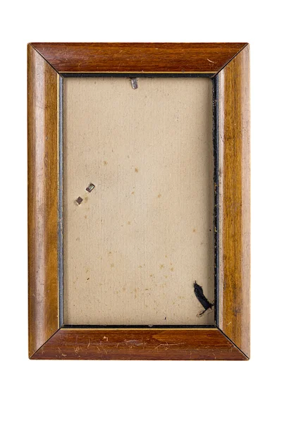 Old wooden picture frame with vintage matte, isolated on white — Stock Photo, Image