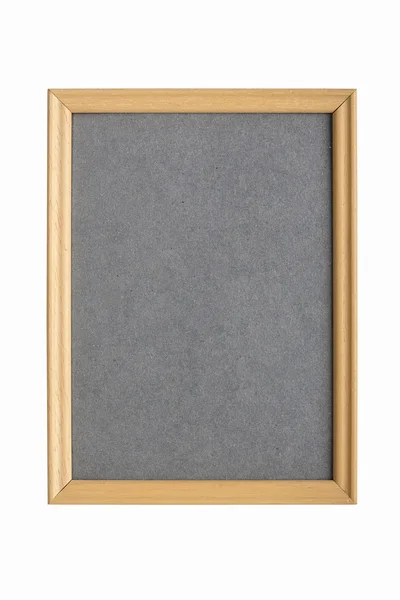 Simple wooden picture frame with gray cardboard matte, isolated — Stock Photo, Image