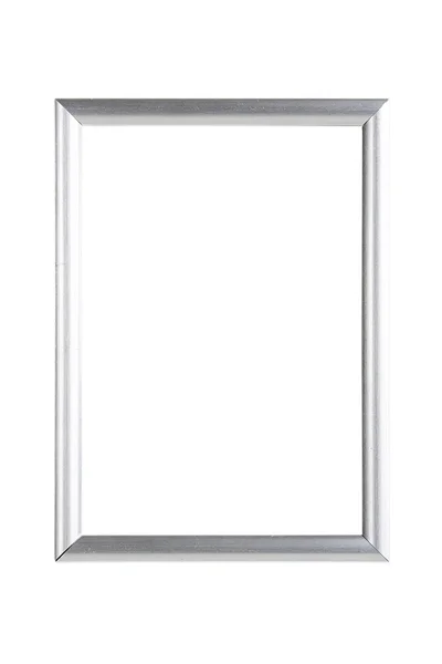Silver metallic picture frame, isolated on white — Stock Photo, Image