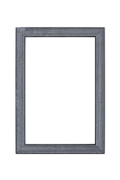 Black and white picture frame with line pattern, isolated on whi — Stock Photo, Image