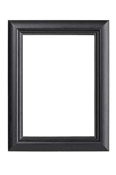 Black wooden picture frame, isolated on white — Stock Photo, Image