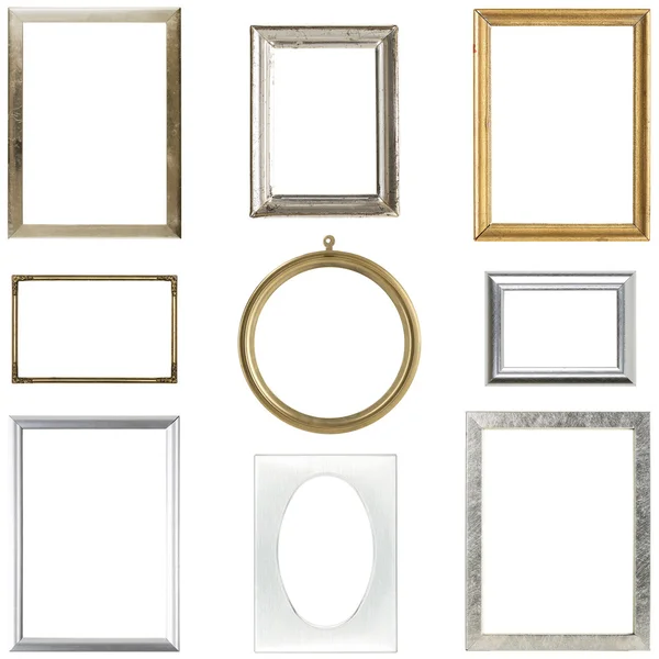 Coleção de quadros metálicos velhos, isolados em branco — Fotografia de Stock