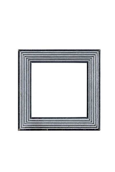 Black and white square picture frame with line pattern, isolated — Stock Photo, Image