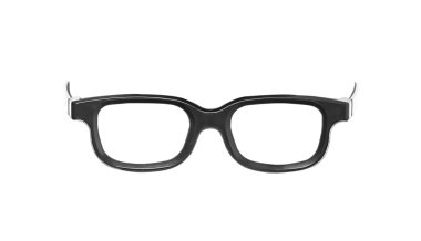 siyah nerd gözlük, üzerinde beyaz izole