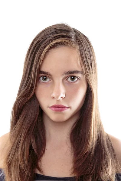 Retrato de uma bela jovem, isolada em branco — Fotografia de Stock