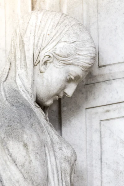 Marble sculpture of a sad woman — Stock Photo, Image