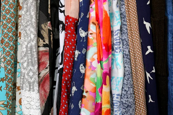 Row of Colorful Women's Clothing Fabric — Stock Photo, Image