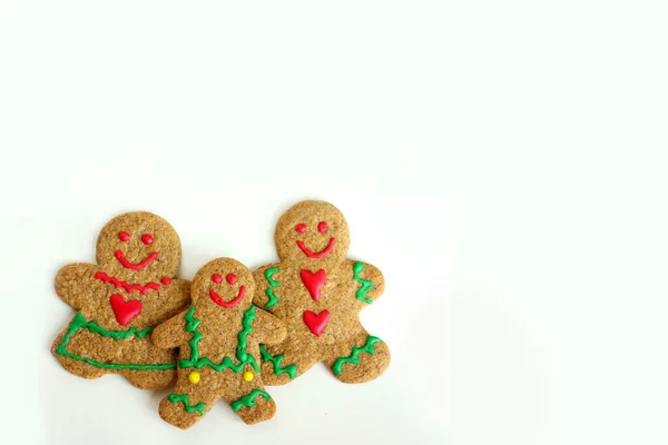 Jul pepparkakor cookie familjen isolerad på vit bakgrund — Stockfoto