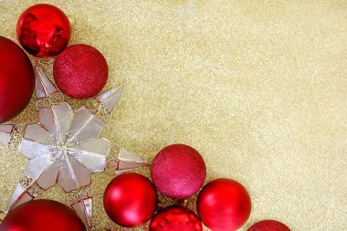Noel ampuller ve yıldız ağaç Topper altın Glitter Backgr çerçeveleme