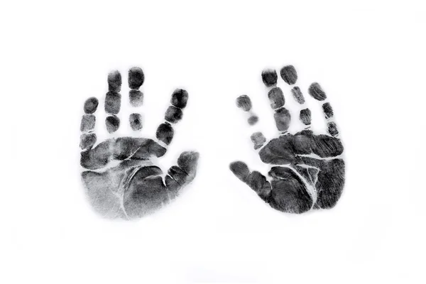 Baby Handprints in Black Ink — Stock Photo, Image