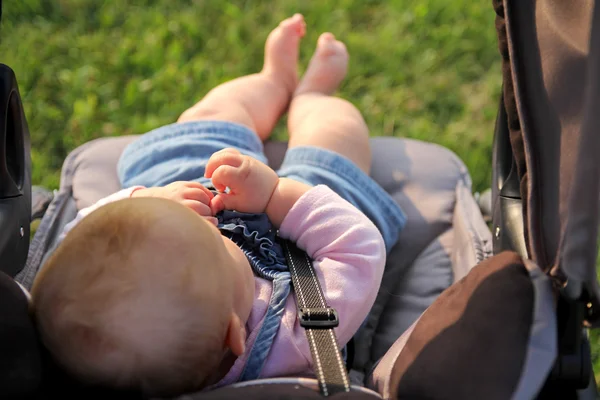 Newborn Baby Riding In Stroller — Stock Photo, Image