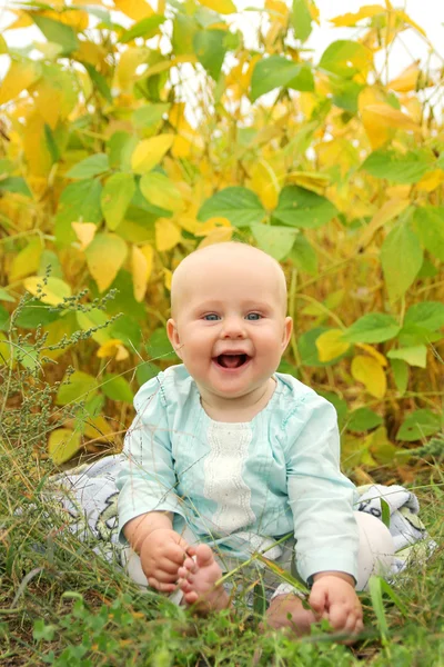 Vacker Baby utanför i naturen i höst — Stockfoto