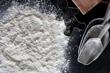 Beyaz un arka plan malzemeleri sınır pişirme ile pişirme