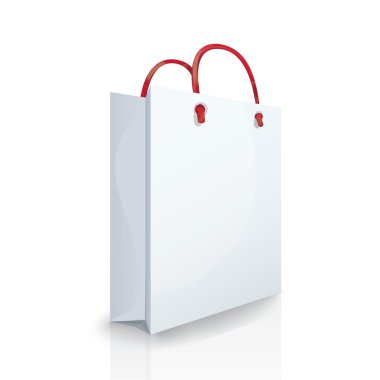 Bir beyaz kağıt torba vektör Illustration. Alışveriş çantası