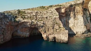 Blue Grotto 'nun hava manzarası - Malta' nın ünlü yeri, Malta 