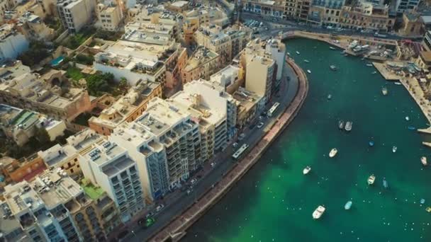 Вид Повітря Бухту Спінола Місті Сент Хуліан Мальта — стокове відео