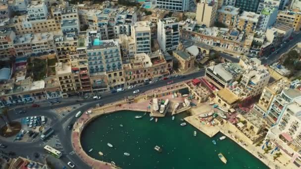 Julians Şehrindeki Spinola Körfezinin Havadan Görüntüsü Yeni Inşaat Bina Malta — Stok video