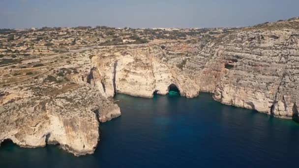 Печера Блакитного Гроту Вигляд Повітря Мальта — стокове відео