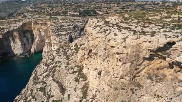 Gua Grotto Biru Pemandangan Udara Pulau Malta — Stok Video