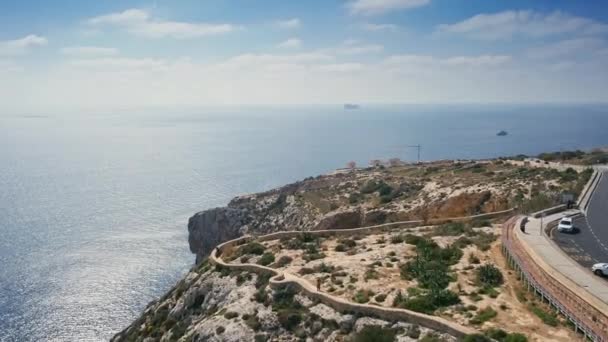 Road Blue Grotto Cave Malta Aerial View — Stock Video