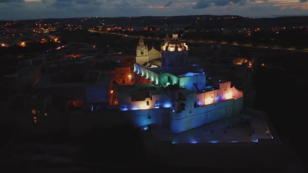 Night Colourful Lights Old Mdina Capital Malta Island — Stock Video