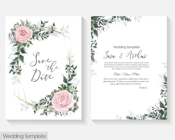 Florales Design für Hochzeitseinladung — Stockvektor