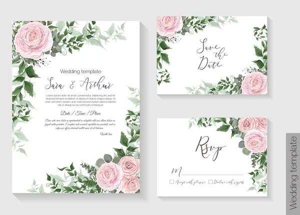 Floral σχεδιασμός για πρόσκληση γάμου — Διανυσματικό Αρχείο
