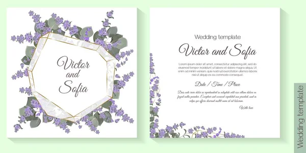 Plantilla floral vectorial para invitaciones de boda — Vector de stock