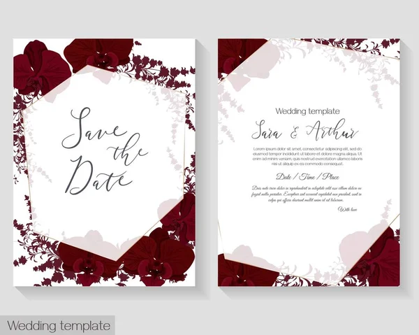 Plantilla floral vectorial para invitaciones de boda — Archivo Imágenes Vectoriales