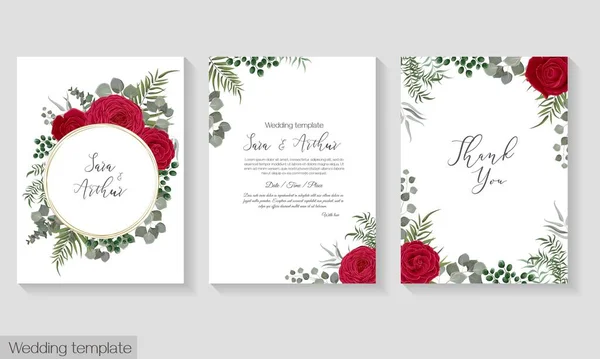 Vector floral template για πρόσκληση γάμου — Διανυσματικό Αρχείο