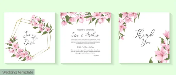 Vector floral template for wedding invitations — Stock Vector