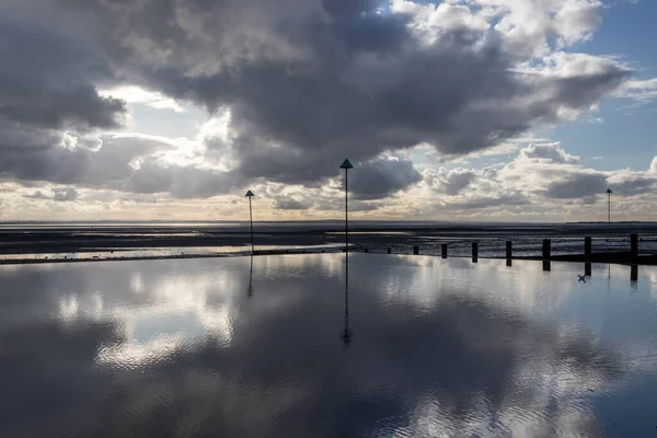 Reflections Westcliff Beach Southend Sea Essex England — Photo