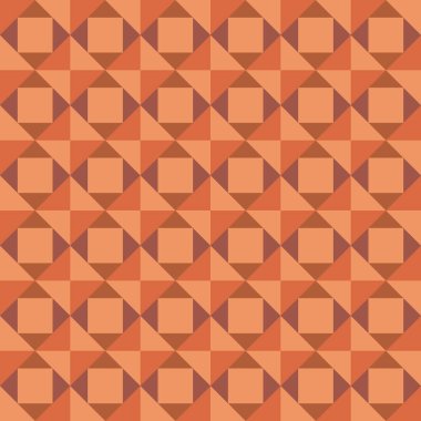 Kayısı, kahverengi üçgen ve karelerin tonlarından oluşan desen.