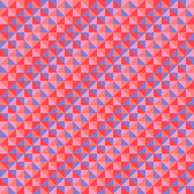 Mosaic pattern created from purple, coral, pink and red triangles