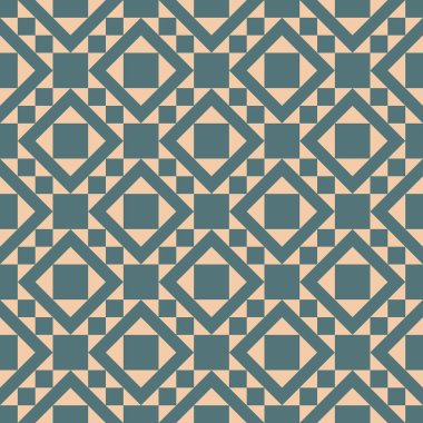 Kalıp, bej bir arkaplanda mavi kareler ve elmaslardan oluşturuldu