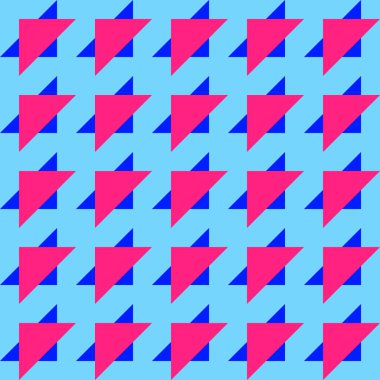 Üstüste binen parlak pembe ve asil mavi üçgenlerden soluk mavi bir arkaplan oluşturuldu