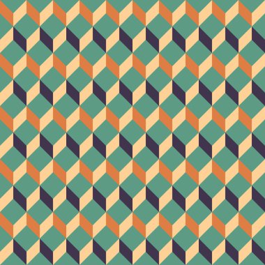 Krema, altın ve koyu mor elmasların yeşil arkaplanda oluşturduğu desen