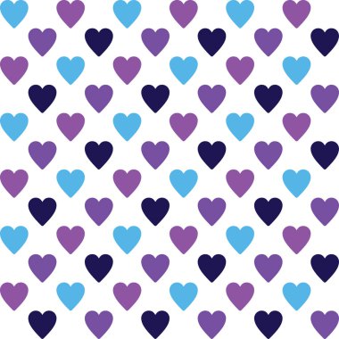 Şeffaf bir arkaplan üzerinde neon, mor, mavi ve deniz kalplerinden oluşturulan desen