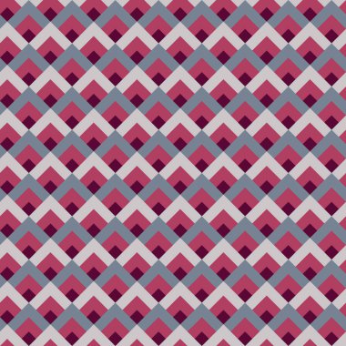 Üst üste binen kestane rengi, pembe, soluk gri ve gri elmaslardan oluşan desen