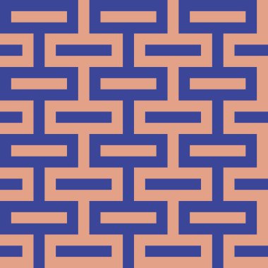 Büyük soluk terakotta dikdörtgenleri ve büyük parlak mavi dikdörtgenler halinde küçük parlak mavi dikdörtgenler halinde küçük soluk terracotta dikdörtgenlerinden oluşan bağlantı kalıpları oluşturuldu.