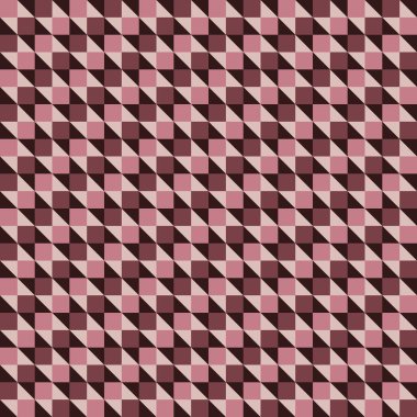 Pembe kareler, soluk pembe ve kestane rengi üçgenlerden oluşan desen.