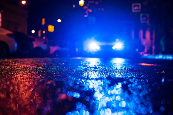 Autumn Rainy Night City Headlights Riding Car — Stock Photo, Image