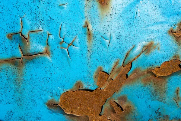 Metallo Arrugginito Vecchio Muro Pittura Diffusa Colore Blu — Foto Stock