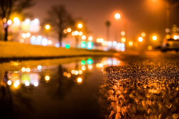 Nebelige Nacht Der Großstadt Leere Straßenlaternen — Stockfoto