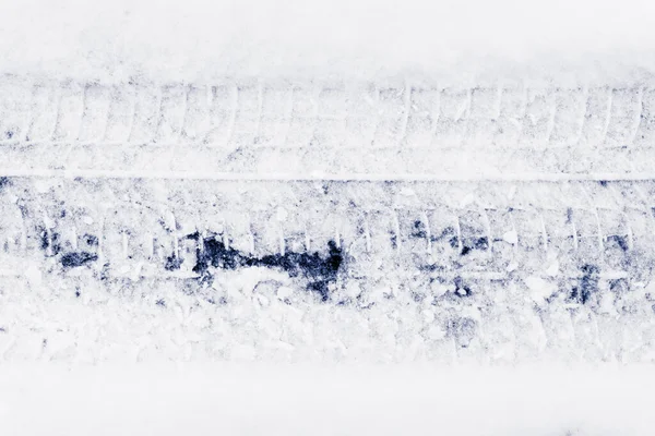 Stopy Pneumatik Čerstvém Sněhu Zavřít Pohled Shora — Stock fotografie